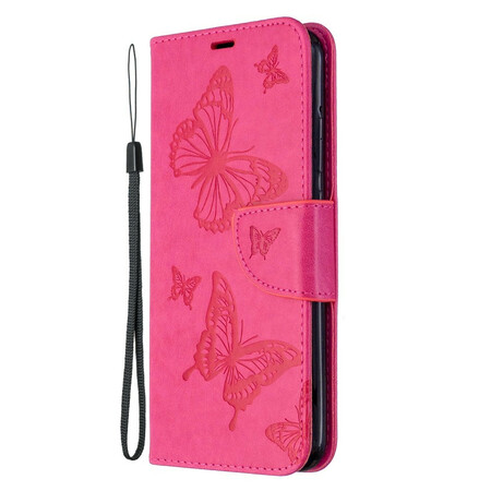 Funda Huawei P40 Lite E Mariposas y solapa oblicua