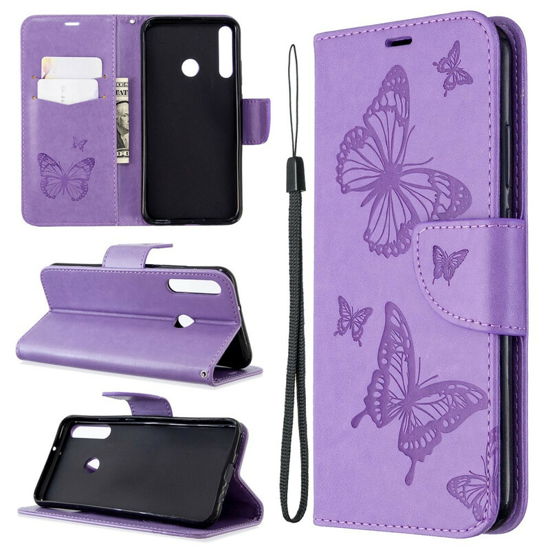 Funda Huawei P40 Lite E Mariposas y solapa oblicua