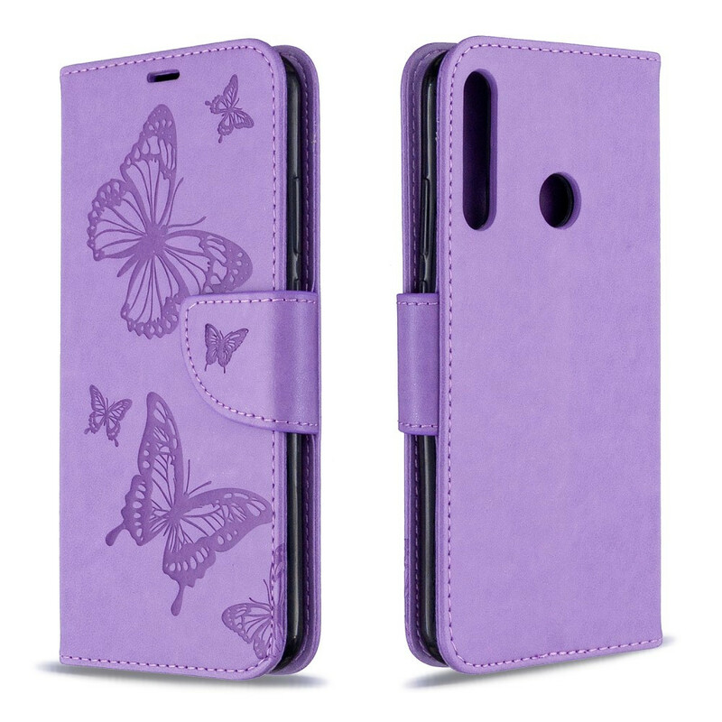 Funda Huawei P40 Lite E Mariposas y solapa oblicua