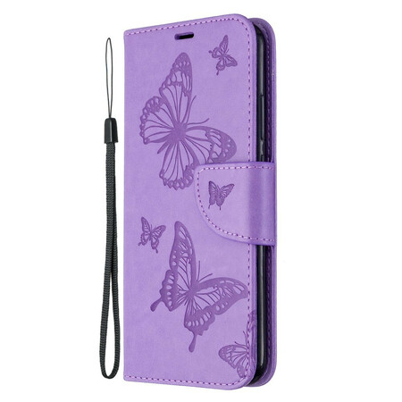 Funda Huawei P40 Lite E Mariposas y solapa oblicua