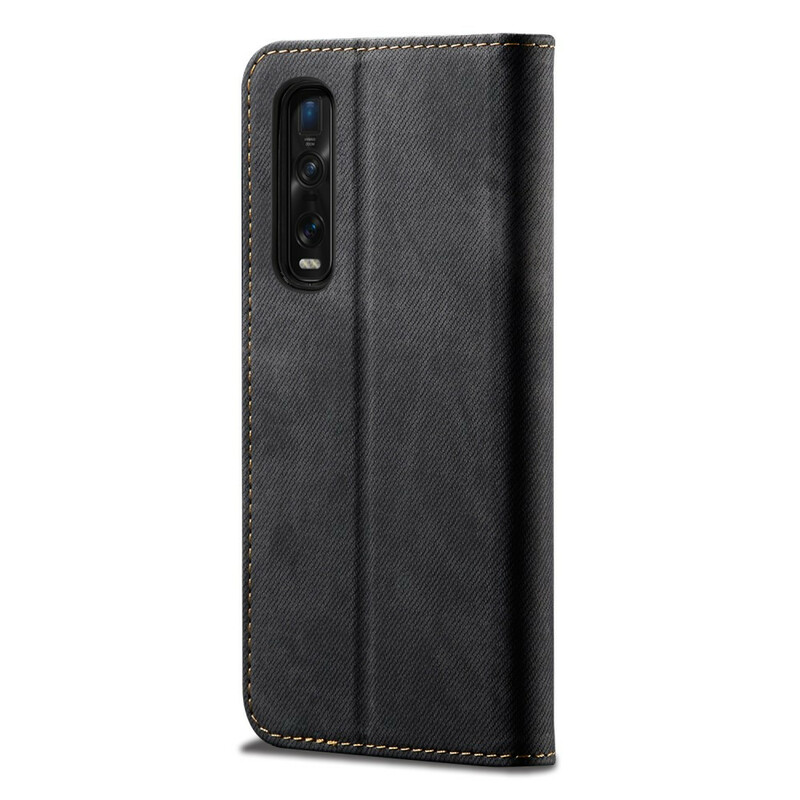 Flip Cover Oppo Find X2 Pro Leatherette Texture Jeans