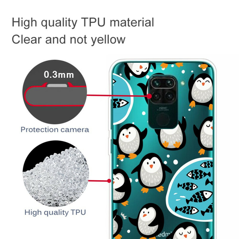 Funda Xiaomi Redmi Note 9 Pingüinos y peces