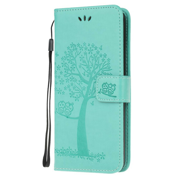 Funda con colgante para el Samsung Galaxy A41 de árbol y búho