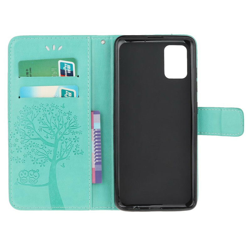 Funda con colgante para el Samsung Galaxy A41 de árbol y búho