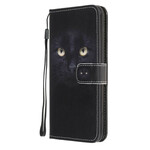 Samsung Galaxy A41 Funda negra con colgante de ojo de gato