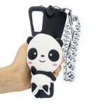 Funda Samsung Galaxy A41 3D Panda con colgante de mosquetón