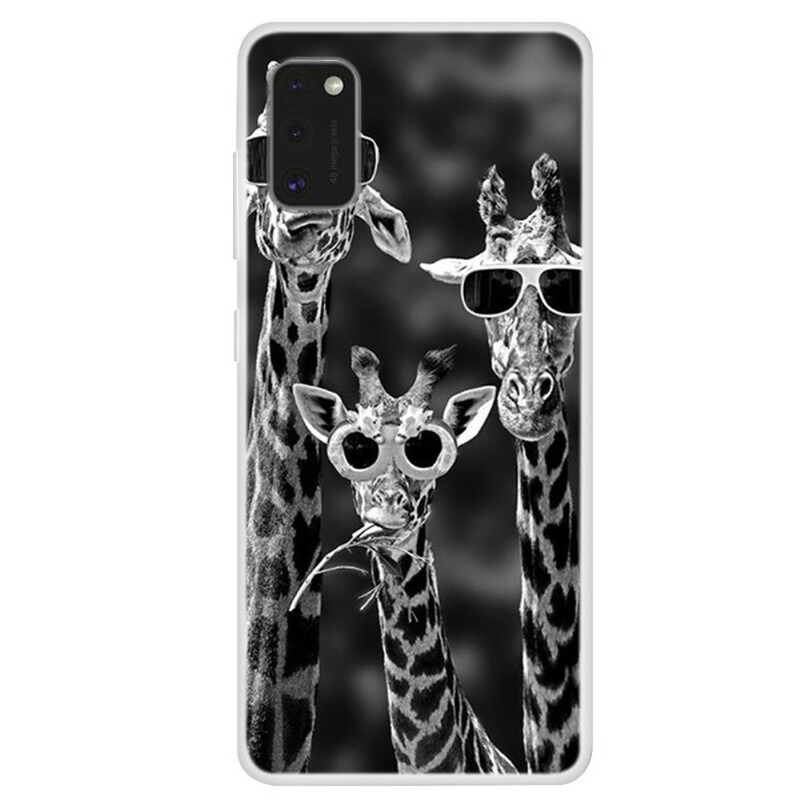 Funda samsung Galaxy A41 Jirafas con gafas