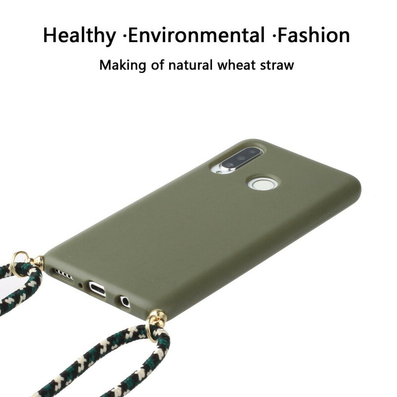 Funda de silicona con cordón de color para Huawei P30 Lite