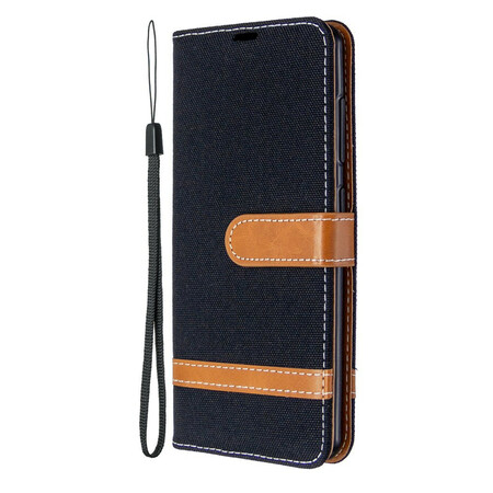 Funda de tela y efecto cuero para Samsung Galaxy A41 con colgante
