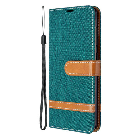 Funda de tela y efecto cuero para Samsung Galaxy A41 con colgante