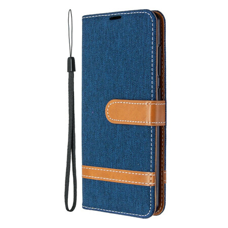 Funda de tela y efecto cuero para Samsung Galaxy A41 con colgante