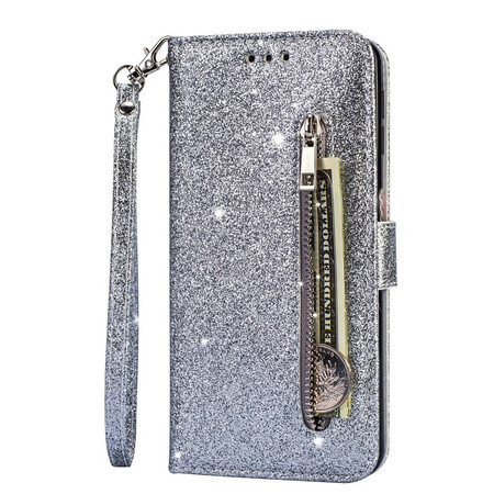 Samsung Galaxy A41 Funda de cartera con purpurina