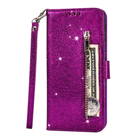 Samsung Galaxy A41 Funda de cartera con purpurina