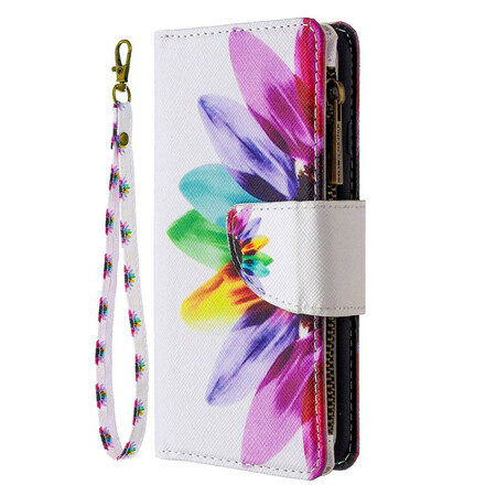Funda Samsung Galaxy A41 con bolsillo con cremallera Flor