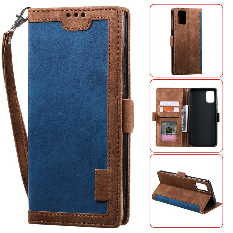 Funda de piel sintética bicolor para Samsung Galaxy A51 Contornos reforzados Funda de piel sintética bicolor para Samsung Galaxy A51 Contornos reforzados