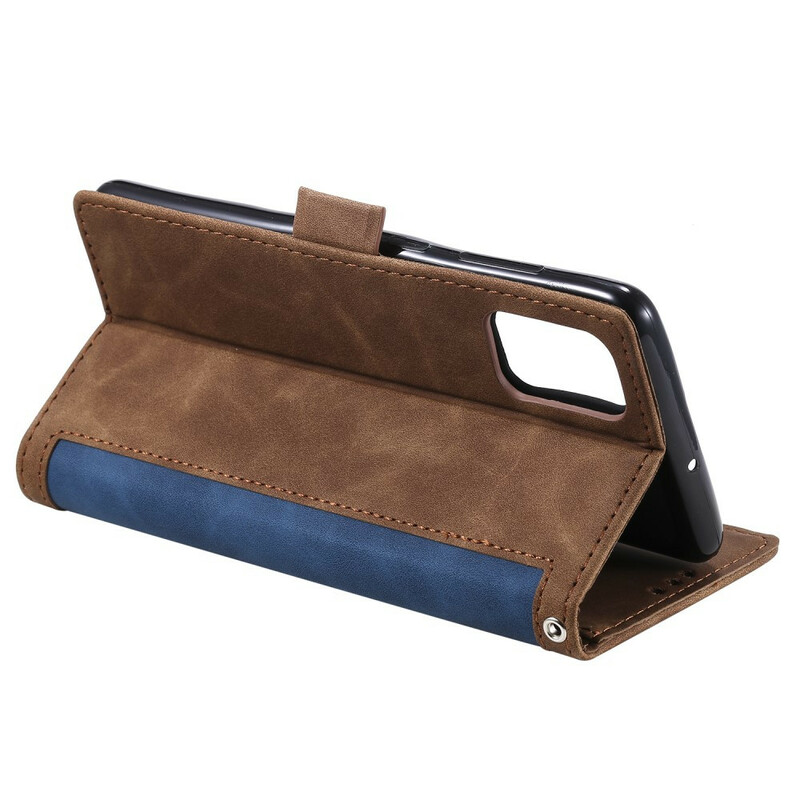 Funda de piel sintética bicolor para Samsung Galaxy A51 Contornos reforzados Funda de piel sintética bicolor para Samsung Galaxy A51 Contornos reforzados