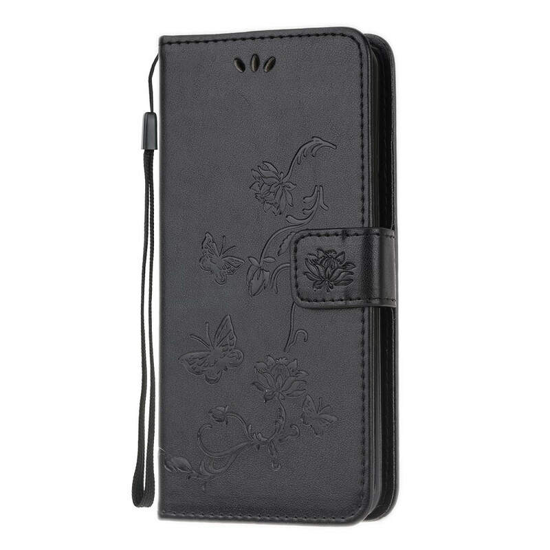 Funda con colgante de mariposas y flores para el Samsung Galaxy A21s