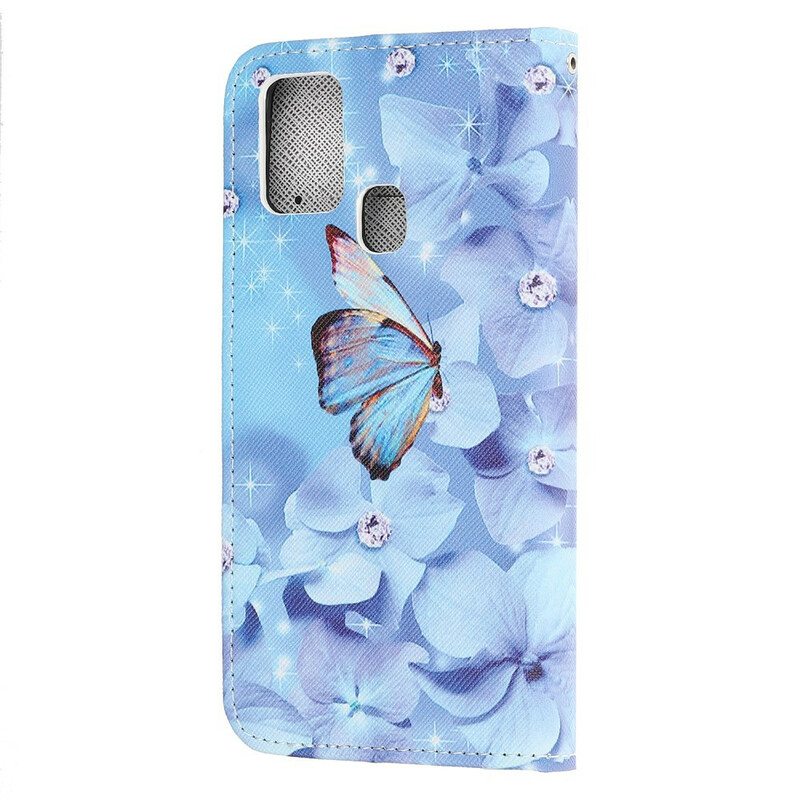 Funda con colgante de mariposa para el Samsung Galaxy A21s