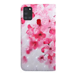 Funda de flor rosa para el Samsung Galaxy A21s