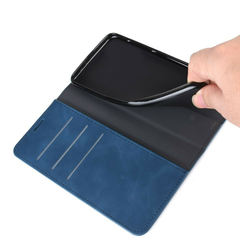 Funda Flip Cover iPhone XR Efecto Cuero Suave