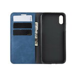 Funda Flip Cover iPhone XR Efecto Cuero Suave