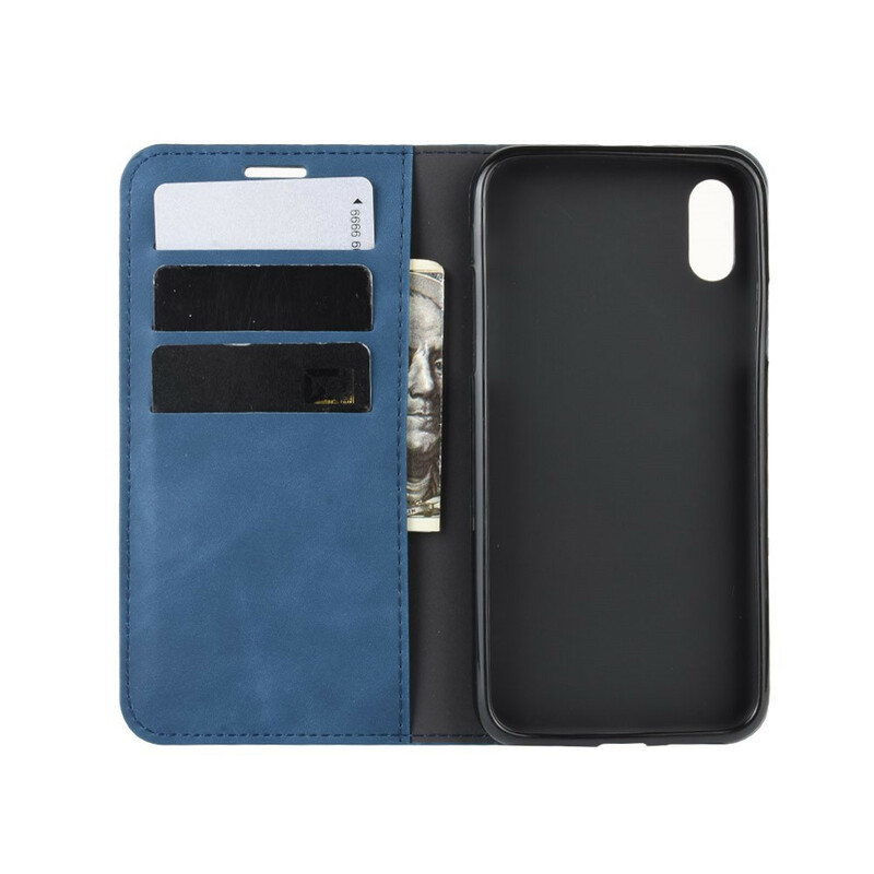 Funda Flip Cover iPhone XR Efecto Cuero Suave