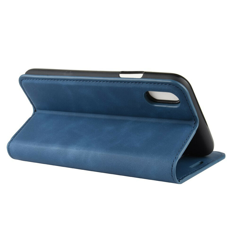 Funda Flip Cover iPhone XR Efecto Cuero Suave