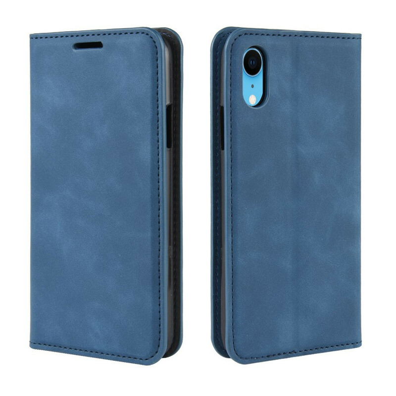 Funda abatible iPhone XR Efecto piel suave