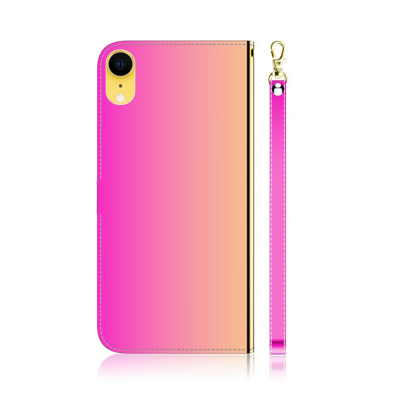 Funda de polipiel para iPhone XR con tapa de espejo