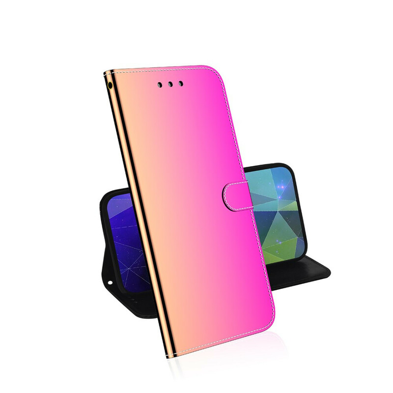 Funda de polipiel para iPhone XR con tapa de espejo