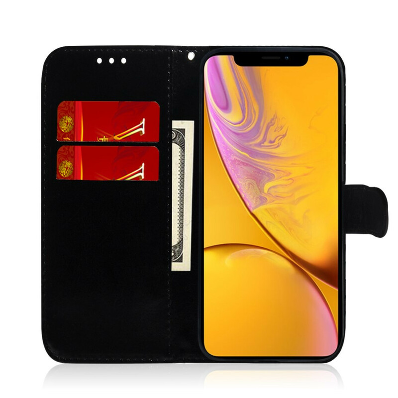 Funda de polipiel para iPhone XR con tapa de espejo