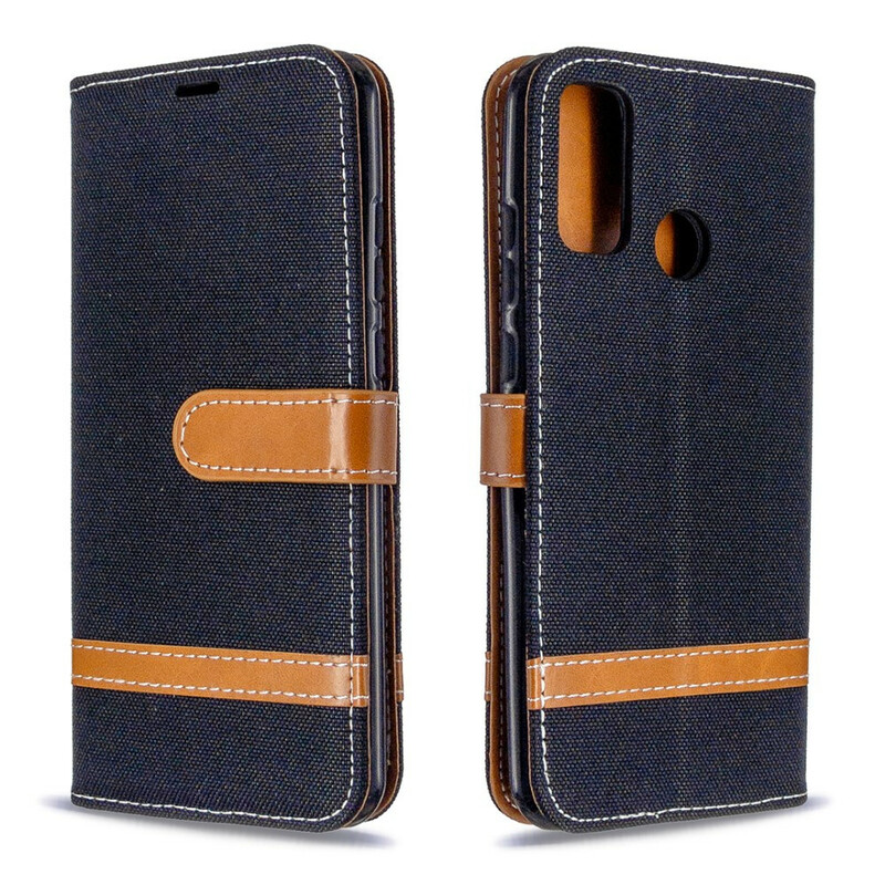 Funda de tela y efecto cuero para Huawei P Smart Plus 2020 con colgante