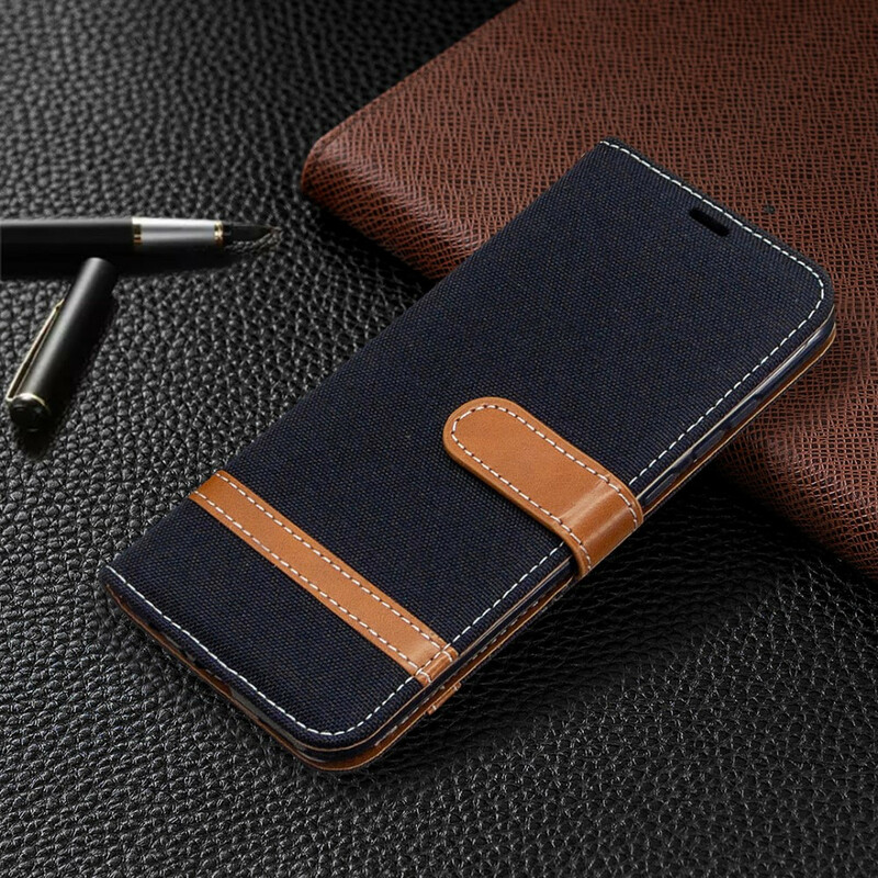 Funda de tela y efecto cuero para Huawei P Smart Plus 2020 con colgante