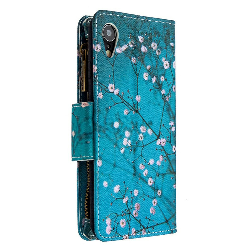 Funda para el iPhone XR con bolsillo con cremallera en forma de árbol