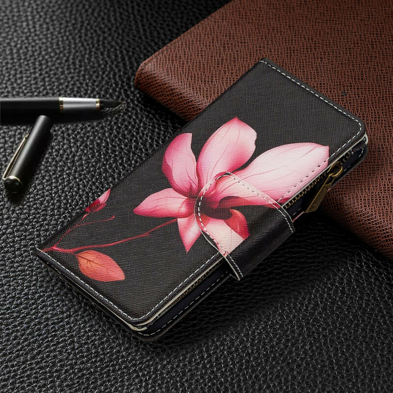 Funda iPhone XR Bolsillo con cremallera Flor