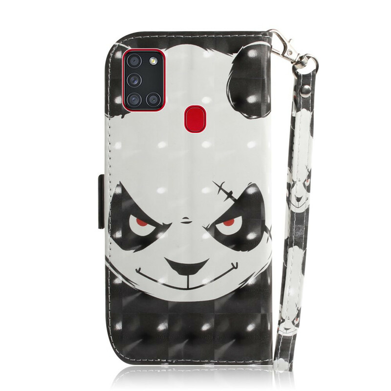 Funda con colgante para el Samsung Galaxy A21s Angry Panda