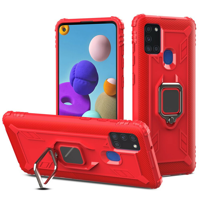 Funda de fibra de carbono y anillo del Samsung Galaxy A21s Funda de fibra de carbono y anillo del Samsung Galaxy A21s