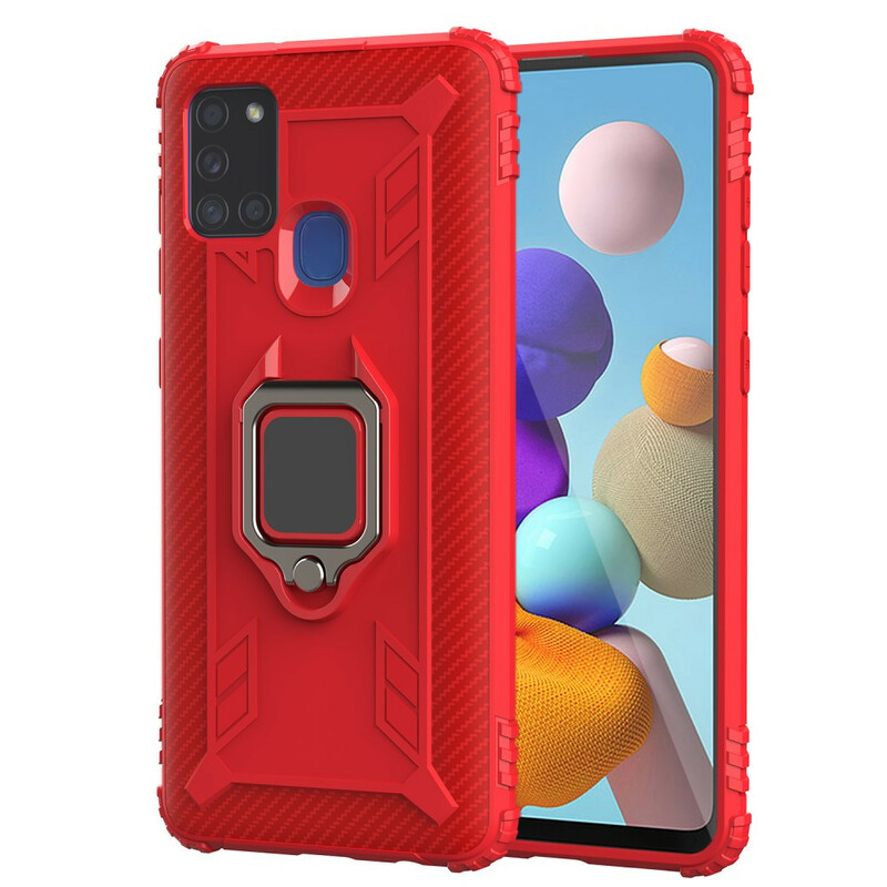 Funda de fibra de carbono y anillo del Samsung Galaxy A21s Funda de fibra de carbono y anillo del Samsung Galaxy A21s