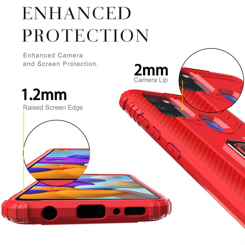 Funda de fibra de carbono y anillo del Samsung Galaxy A21s Funda de fibra de carbono y anillo del Samsung Galaxy A21s