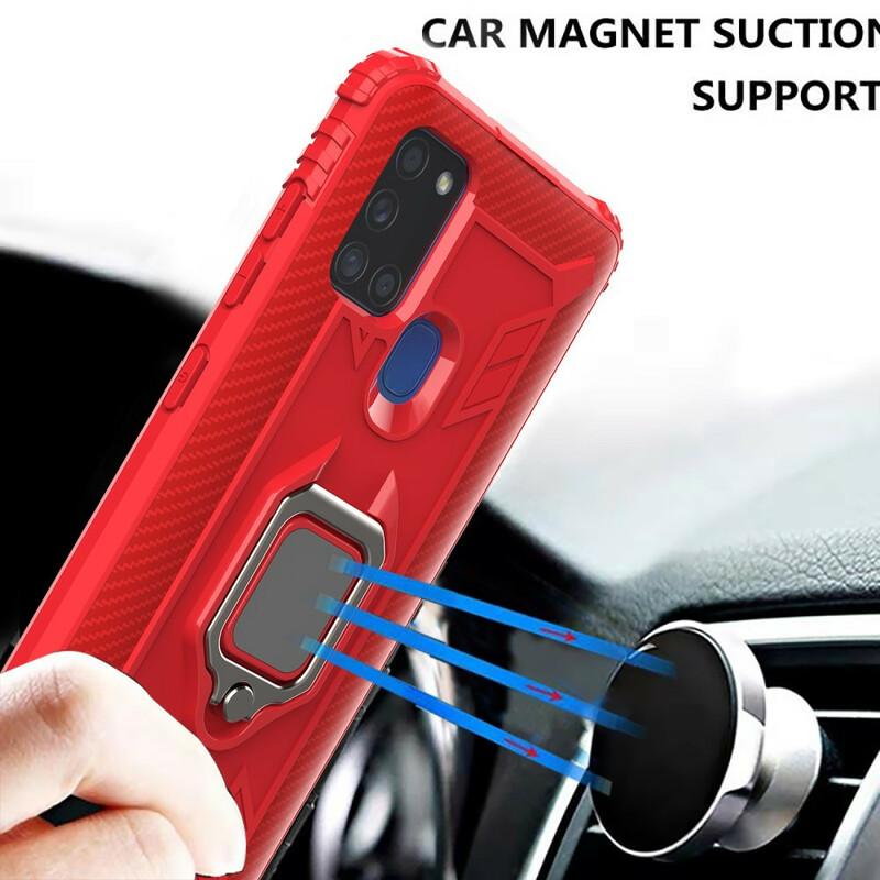 Funda de fibra de carbono y anillo del Samsung Galaxy A21s Funda de fibra de carbono y anillo del Samsung Galaxy A21s