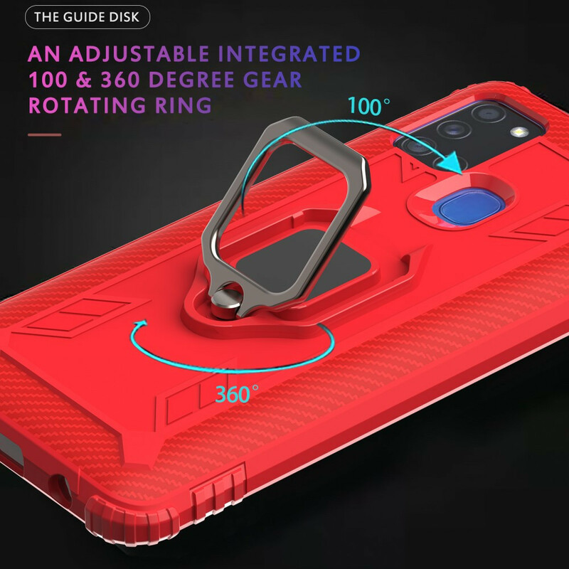 Funda de fibra de carbono y anillo del Samsung Galaxy A21s Funda de fibra de carbono y anillo del Samsung Galaxy A21s