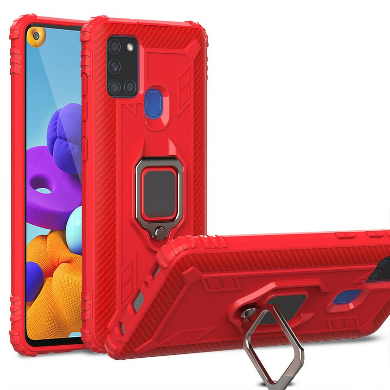 Funda de fibra de carbono y anillo del Samsung Galaxy A21s Funda de fibra de carbono y anillo del Samsung Galaxy A21s