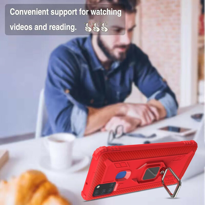 Funda de fibra de carbono y anillo del Samsung Galaxy A21s Funda de fibra de carbono y anillo del Samsung Galaxy A21s