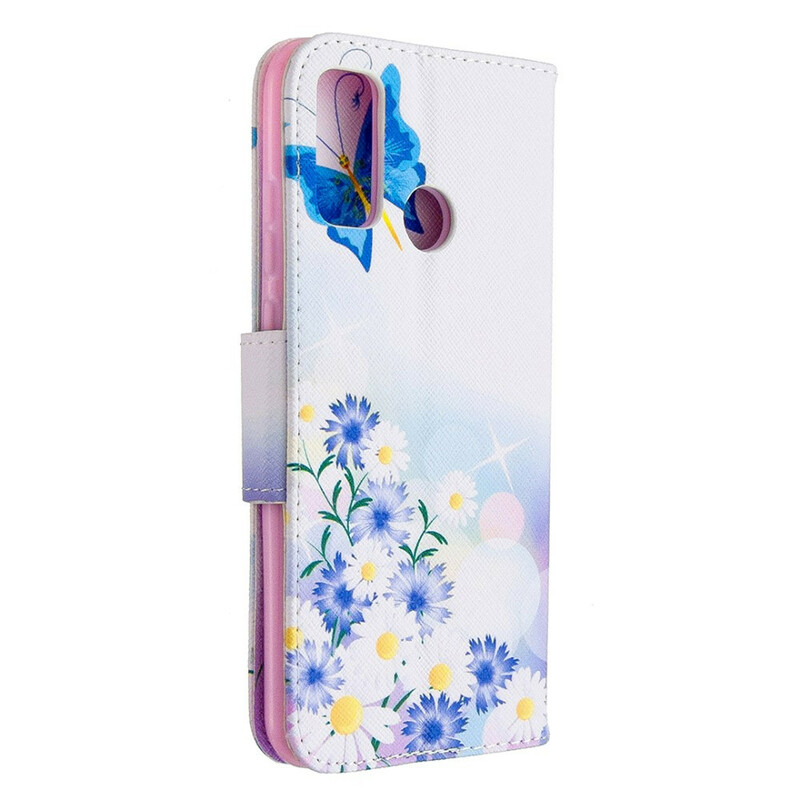 Portada Huawei P Smart 2020 Mariposas y flores pintadas