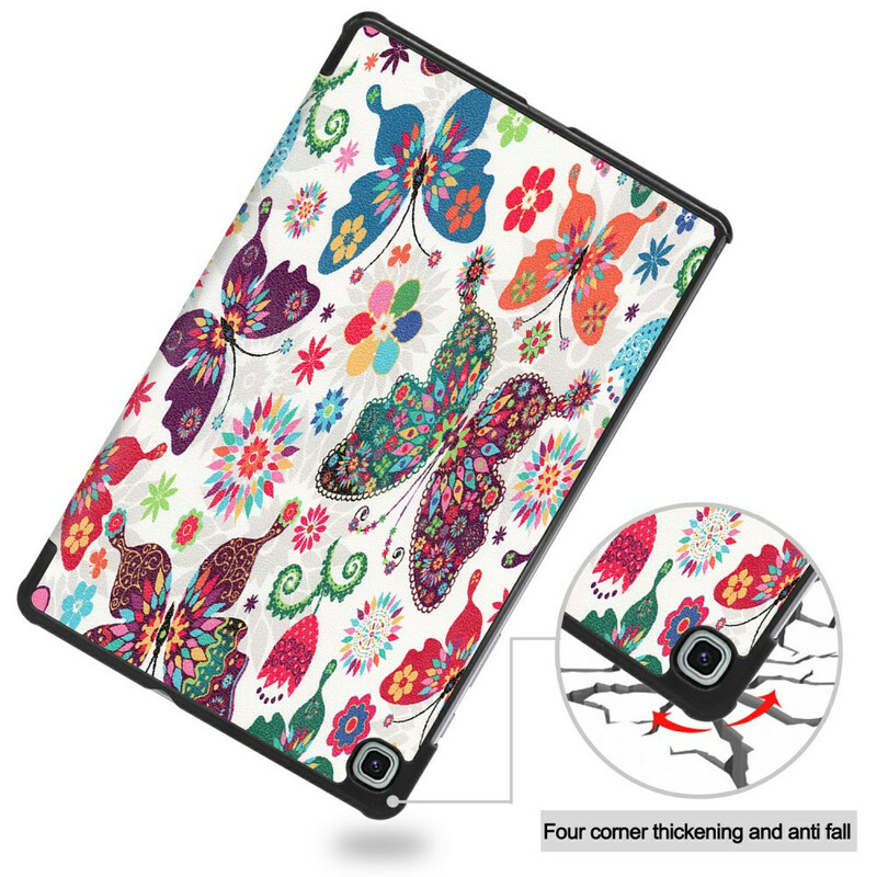 Funda inteligente Samsung Galaxy Tab S6 Lite Mariposas y Flores Retro