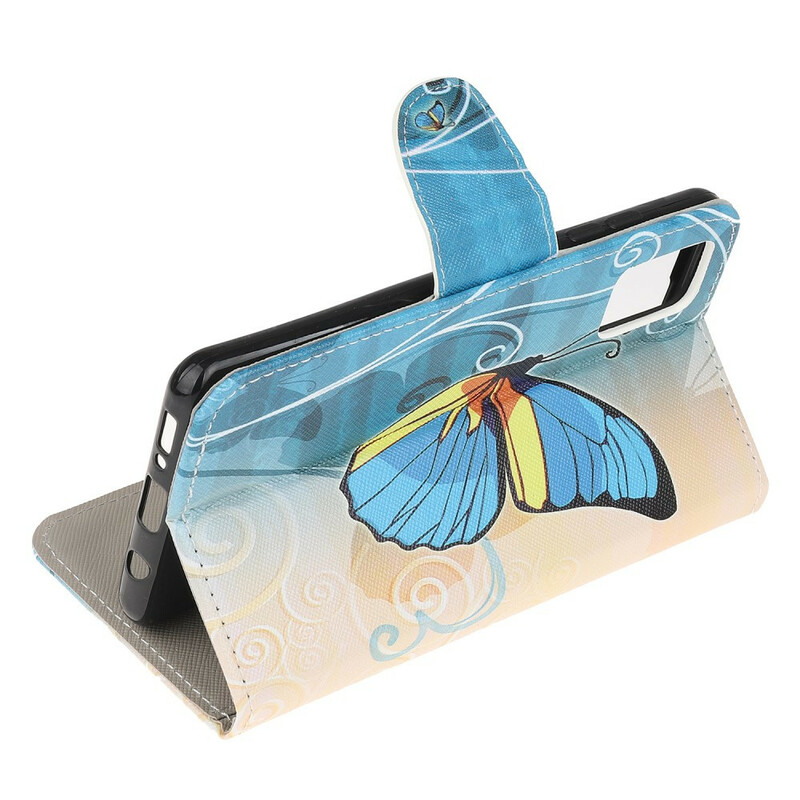 Funda de mariposa para Samsung Galaxy S10 Lite azul y amarilla