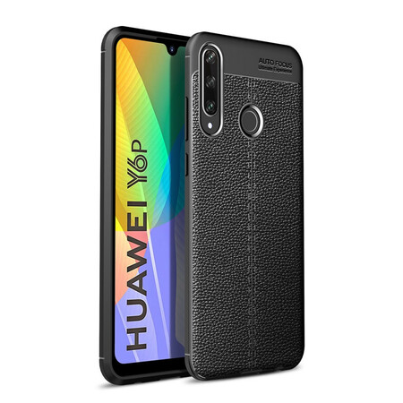 Funda de cuero Huawei Y6p efecto lichi doble línea