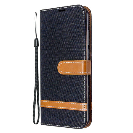 Funda para el Huawei Y6p efecto tela y cuero con colgante