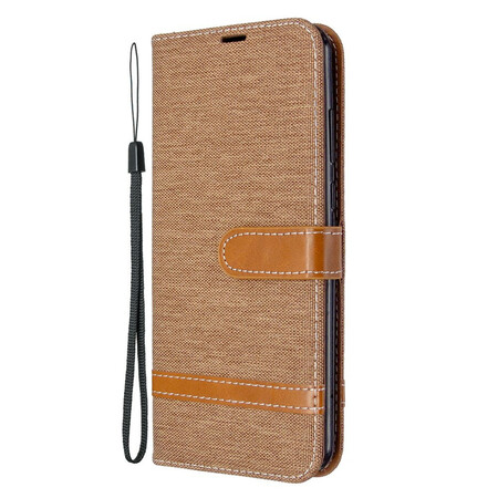 Funda para el Huawei Y6p efecto tela y cuero con colgante