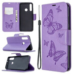 Funda con mariposas y solapa oblicua para el Huawei Y6p